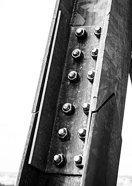 Metal Structure with Bolts in Black and White