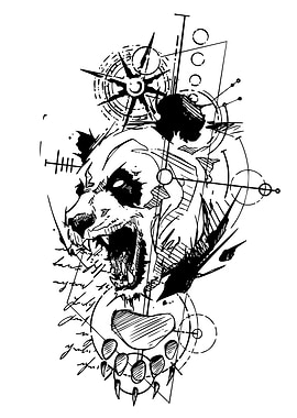 Angry Panda Bear Tattoo Design