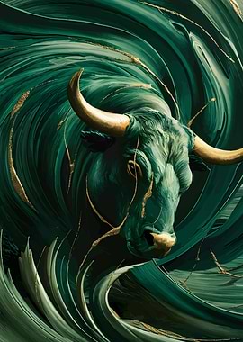Emerald Bull with Golden Accents