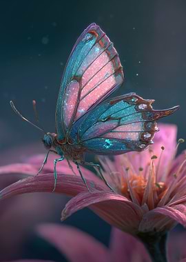 Butterfly on Pink Flower