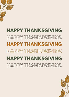 Happy Thanksgiving Text Art with Leaves