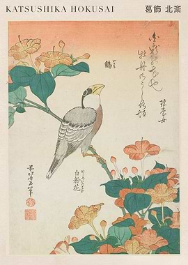 Bird and Flowers by Hokusai