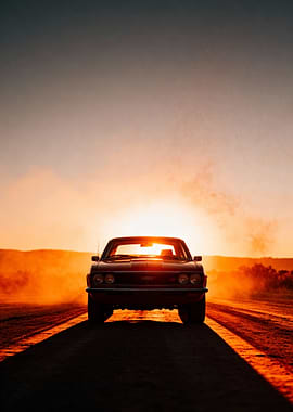 Vintage Car at Sunset
