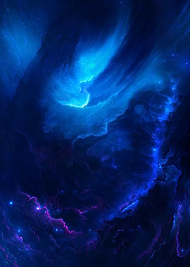 Blue and Purple Nebula Space Art