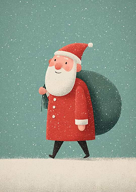 Cartoon Santa Claus in the Snow