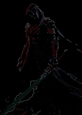 Dark hooded figure with sword