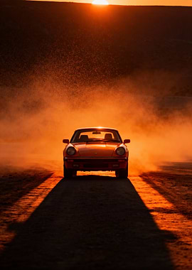 Orange Car at Sunset