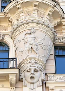 Art Nouveau Building Detail. Alberta street 13, Riga, Latvia.