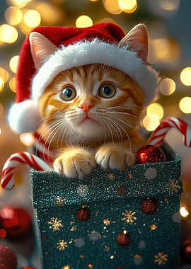 Christmas Kitten in a Gift Box