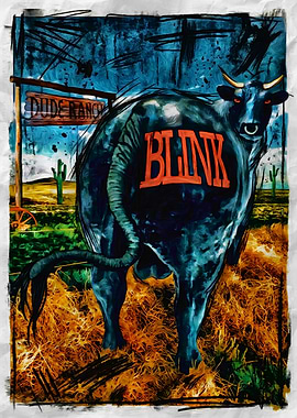 Dude Ranch Bull with Blink Text