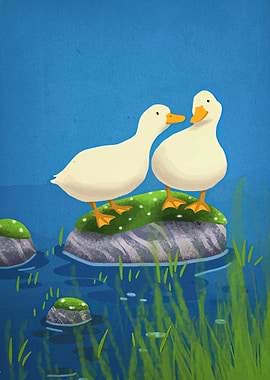 Two Ducks on a Rock
