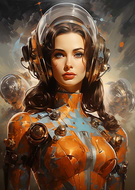 Retro Sci-Fi Woman in Space Suit