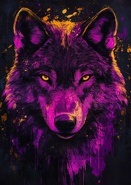 Vibrant Wolf Portrait