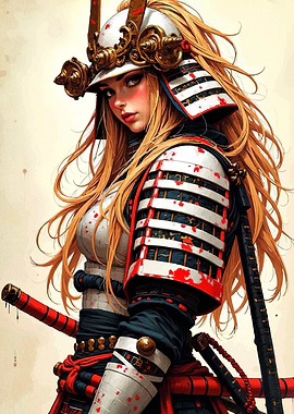Female Samurai Warrior Portrait
