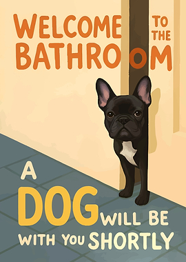 Welcome Bathroom Dog Art