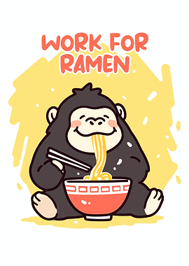 Work for Ramen Gorilla Cartoon