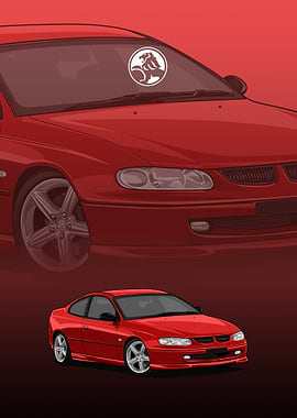 Red Holden Coupe 98 Illustration