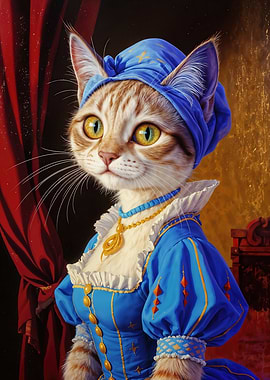 Cat in Renaissance Attire Portrait