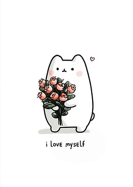 Cute Cat with I Love Myself