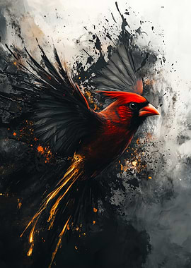 Cardinal in Flight Digital Art