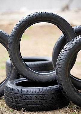 Stack of Black Car Tires