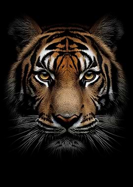 Tiger Portrait on Black Background