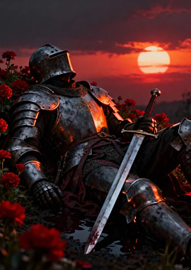 Knight in Armor with Roses