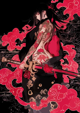 Tattooed Woman with Katana