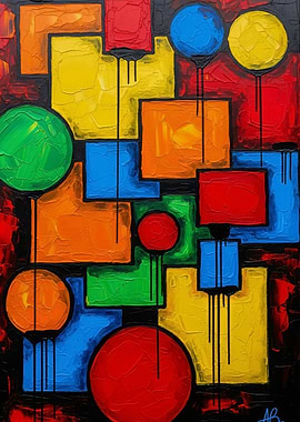 Abstract Geometric Shapes Painting