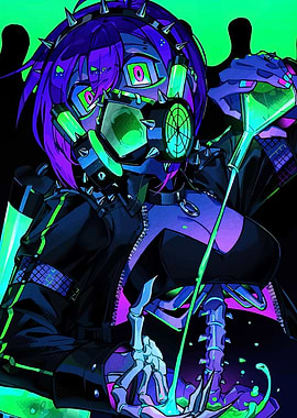 Cyberpunk Girl with Gas Mask