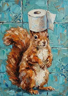 Squirrel with Toilet Paper