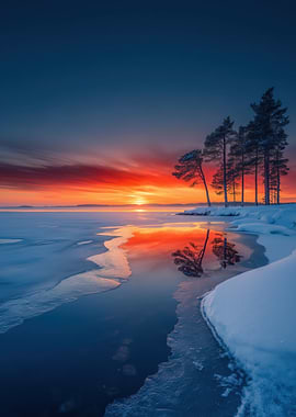 Winter Sunset Reflection