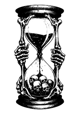 Hourglass with Skulls and Bones