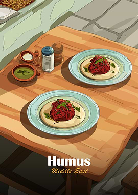 Humus Middle East Food Illustration