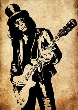 Slash Guitarist Silhouette Art