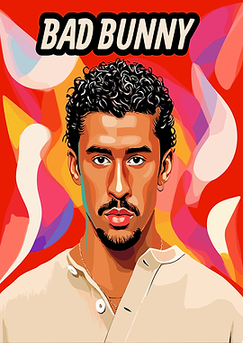 Bad Bunny Portrait Art