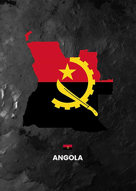 Angola Flag Map on Dark Background