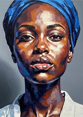 Portrait of a Black Woman with Headscarf