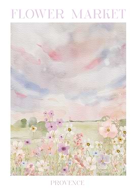Flower Market Provence Watercolor Painting