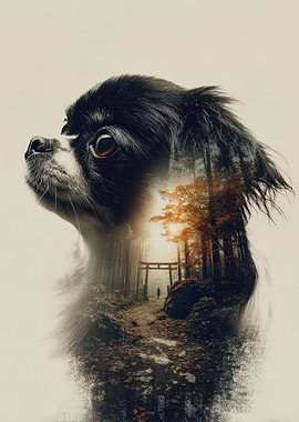 Dog and Forest Double Exposure