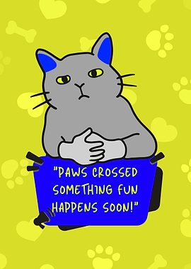 Paws Crossed Cat Cartoon