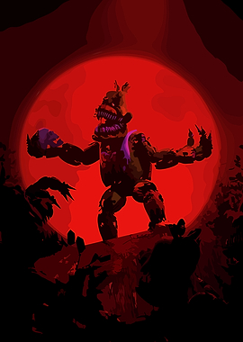 Nightmare Chica Animatronic with Red Moon