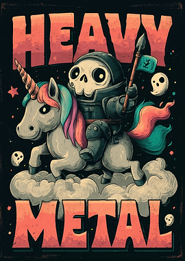 Heavy Metal Unicorn Knight Illustration