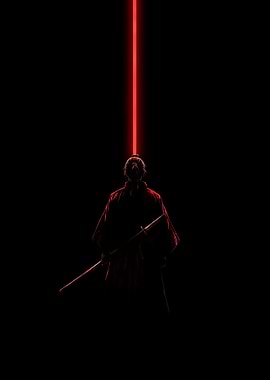Samurai with Red Beam Katana