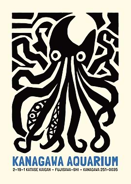 Kanagawa Aquarium Octopus Poster