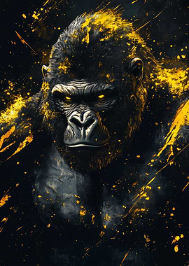 Gorilla with Golden Splatter