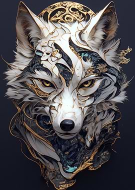 Ornate Wolf Head Portrait