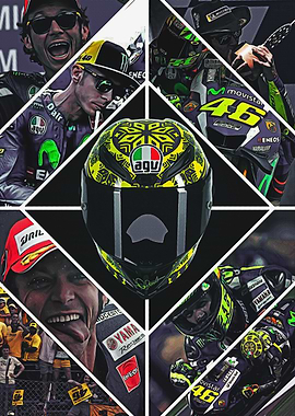 Valentino Rossi collage with helmet