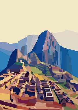Machu Picchu Geometric Illustration