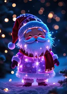 Festive Santa Claus with Glowing Lights